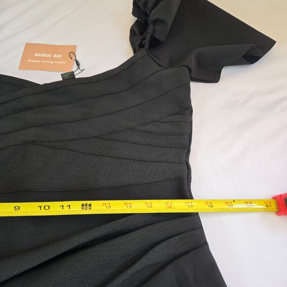 BAOSUU Midi Bodycon Dress Tummy Control Dress Sz: 12 Black - Picture 14 of 16